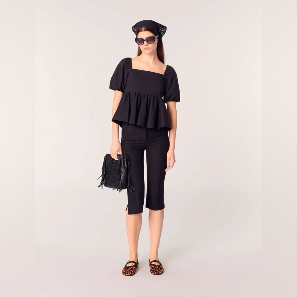 Maje Poplin top with balloon sleeves
